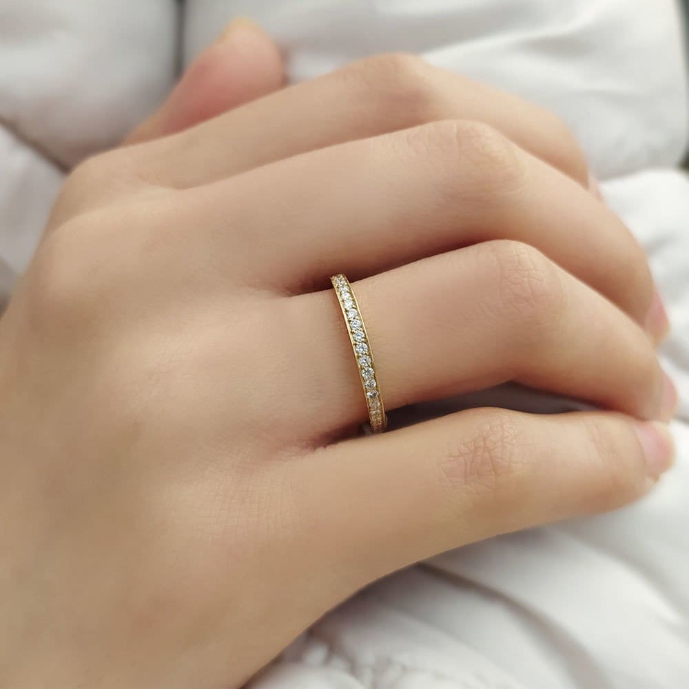 Диамантена халка от жълто злато 14 карата